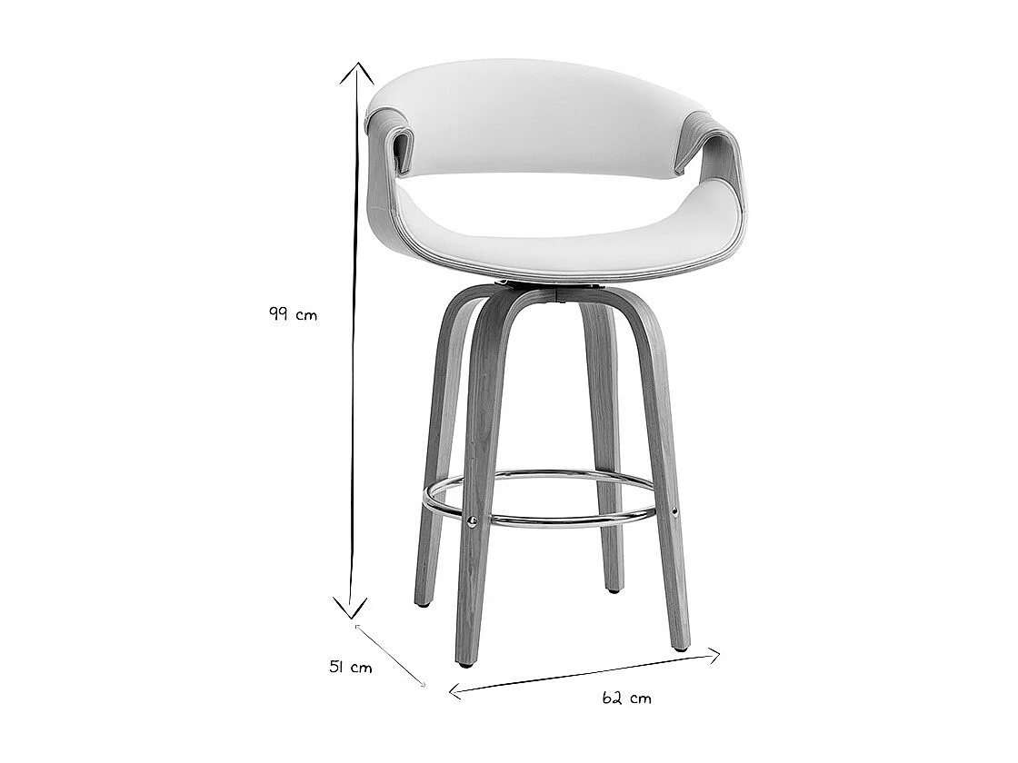 Design-Barhocker Weiß und helles Holz 65 cm ARAMIS
