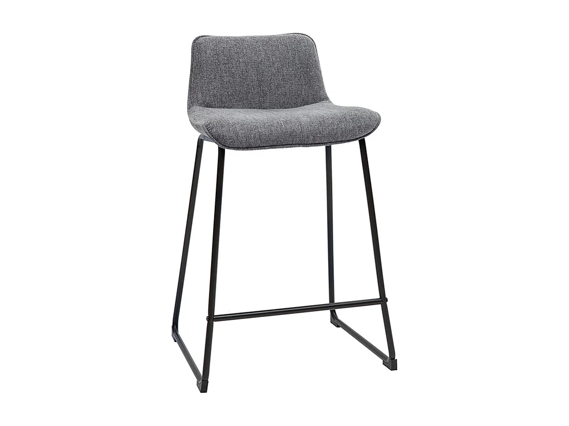 Tabourets de bar en tissu effet velours texturé gris et métal H65 (lot de 2) BOOST