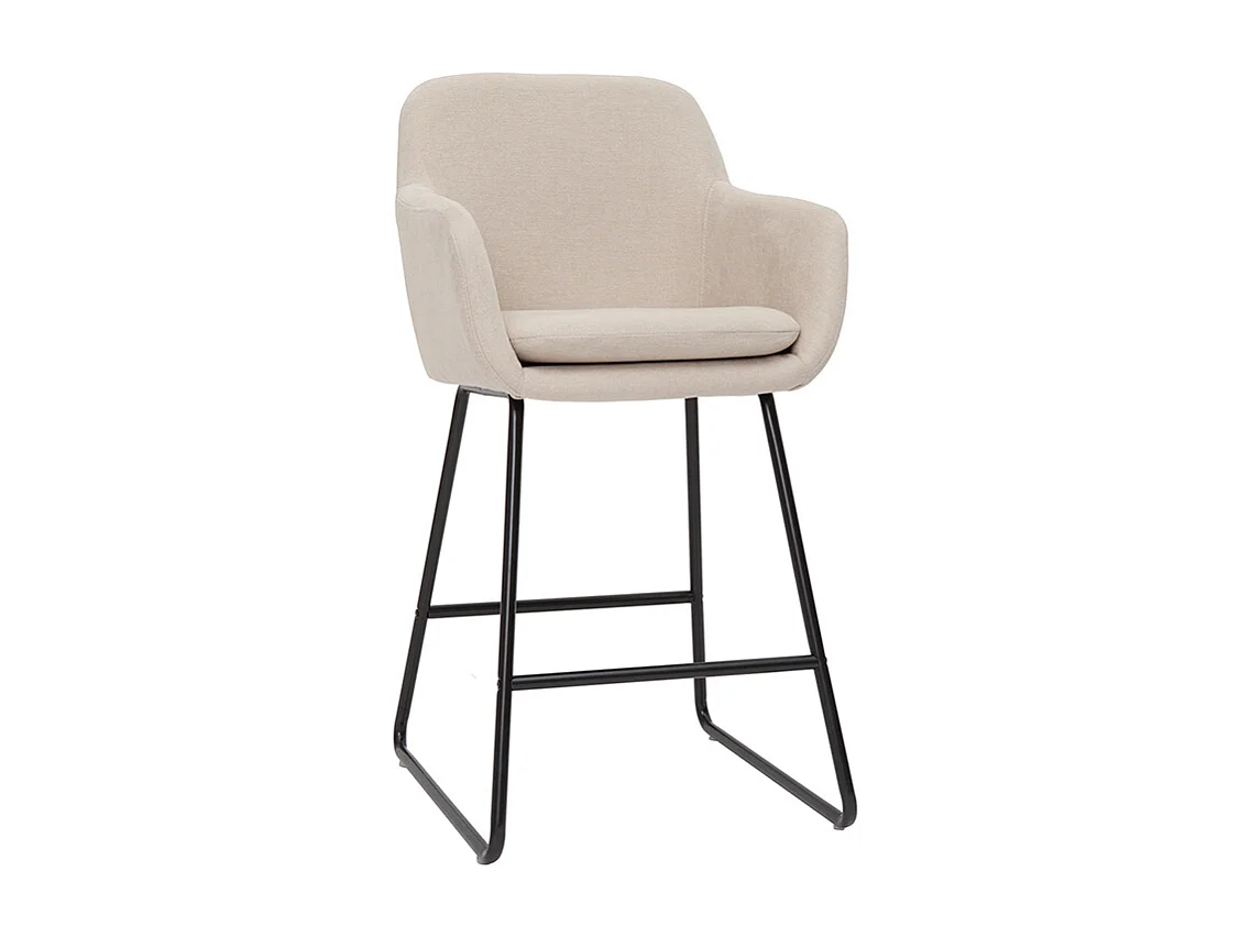 Tabourets de bar en tissu effet velours beige H65 cm (lot de 2) AMIKA