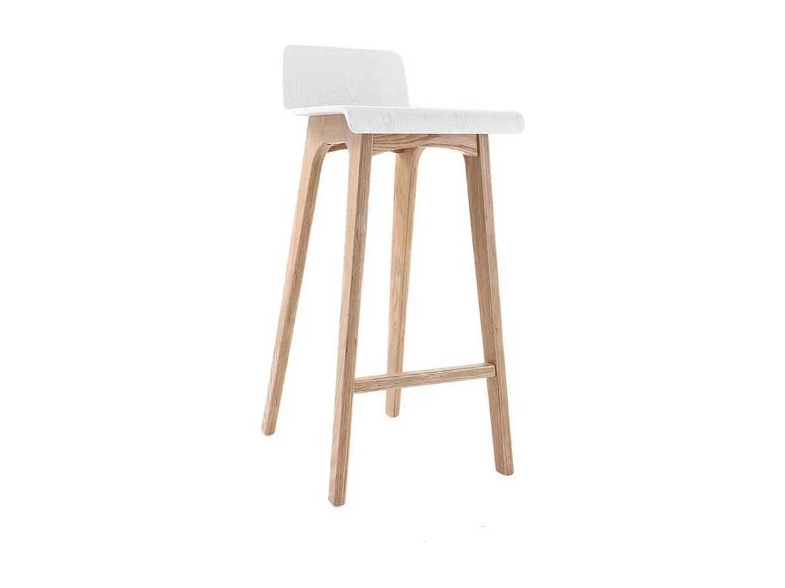 Skandinavischer Barhocker in Weiß und helles Holz H75 cm (2er-Set) BALTIK