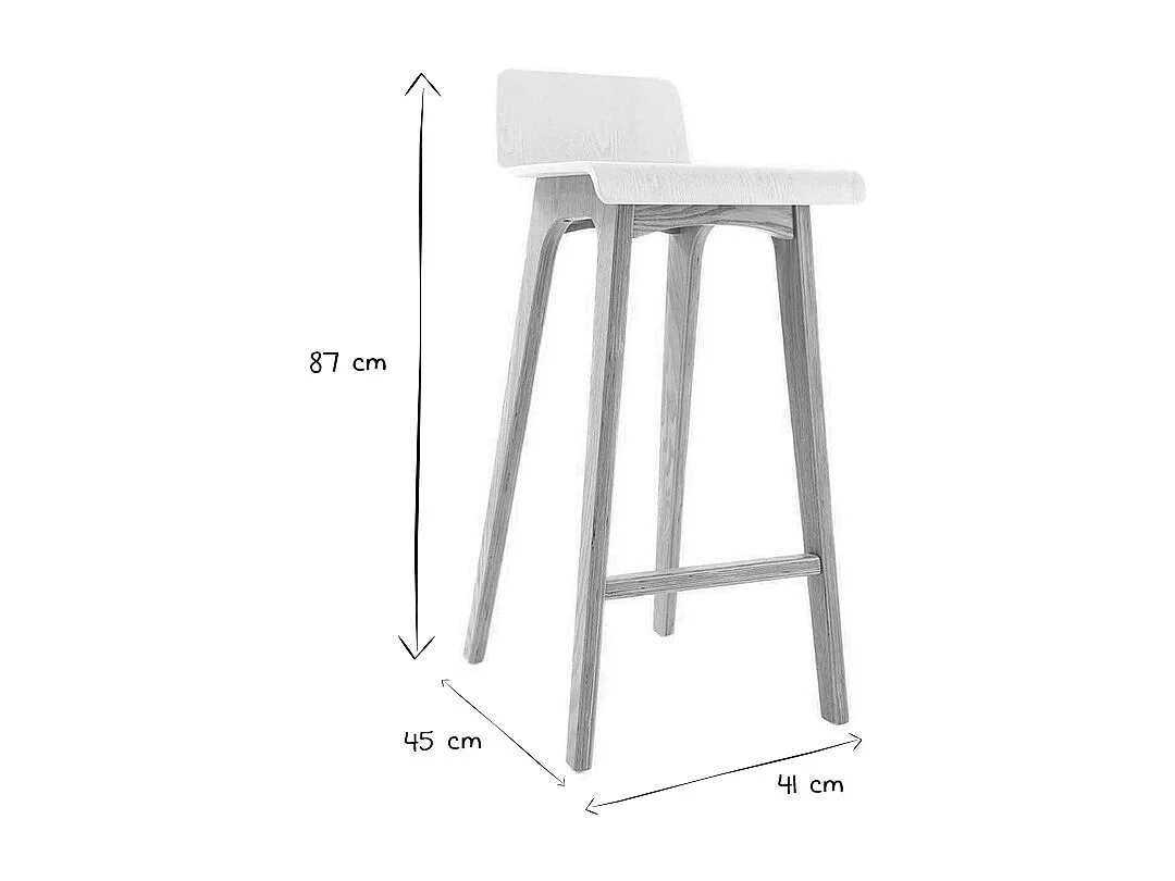 Tabourets de bar scandinaves blancs et bois clair H75 cm (lot de 2) BALTIK