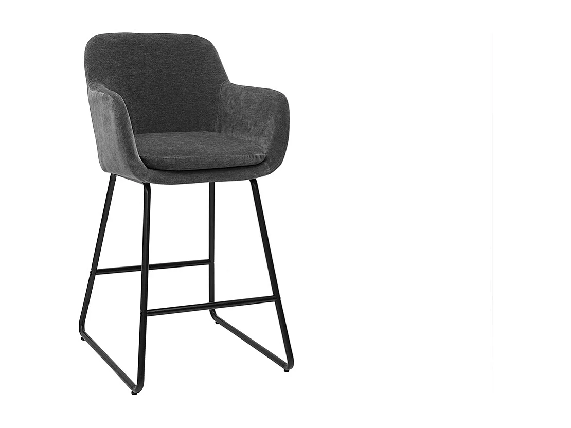 Set de 2 taburetes de cocina efecto aterciopelado gris oscuro 65 cm de altura AMIKA