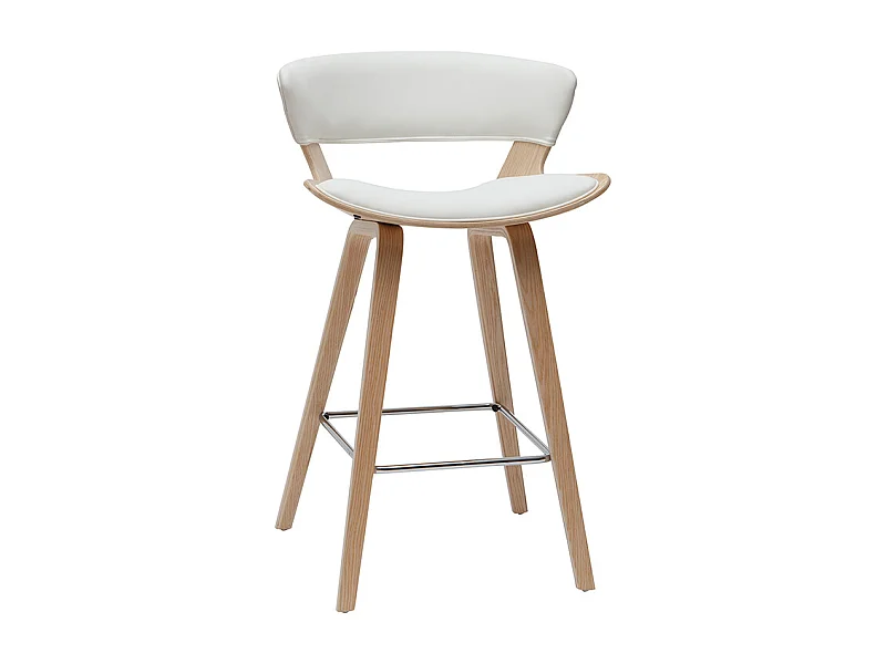 Taburete de cocina de diseño blanco con madera clara 65 cm SYRAH