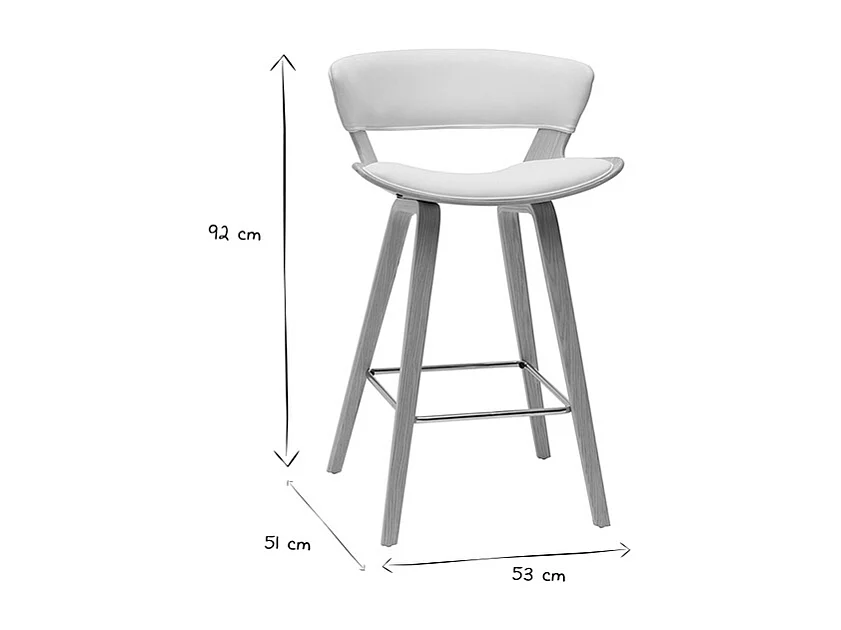 Taburete de cocina de diseño blanco con madera clara 65 cm SYRAH