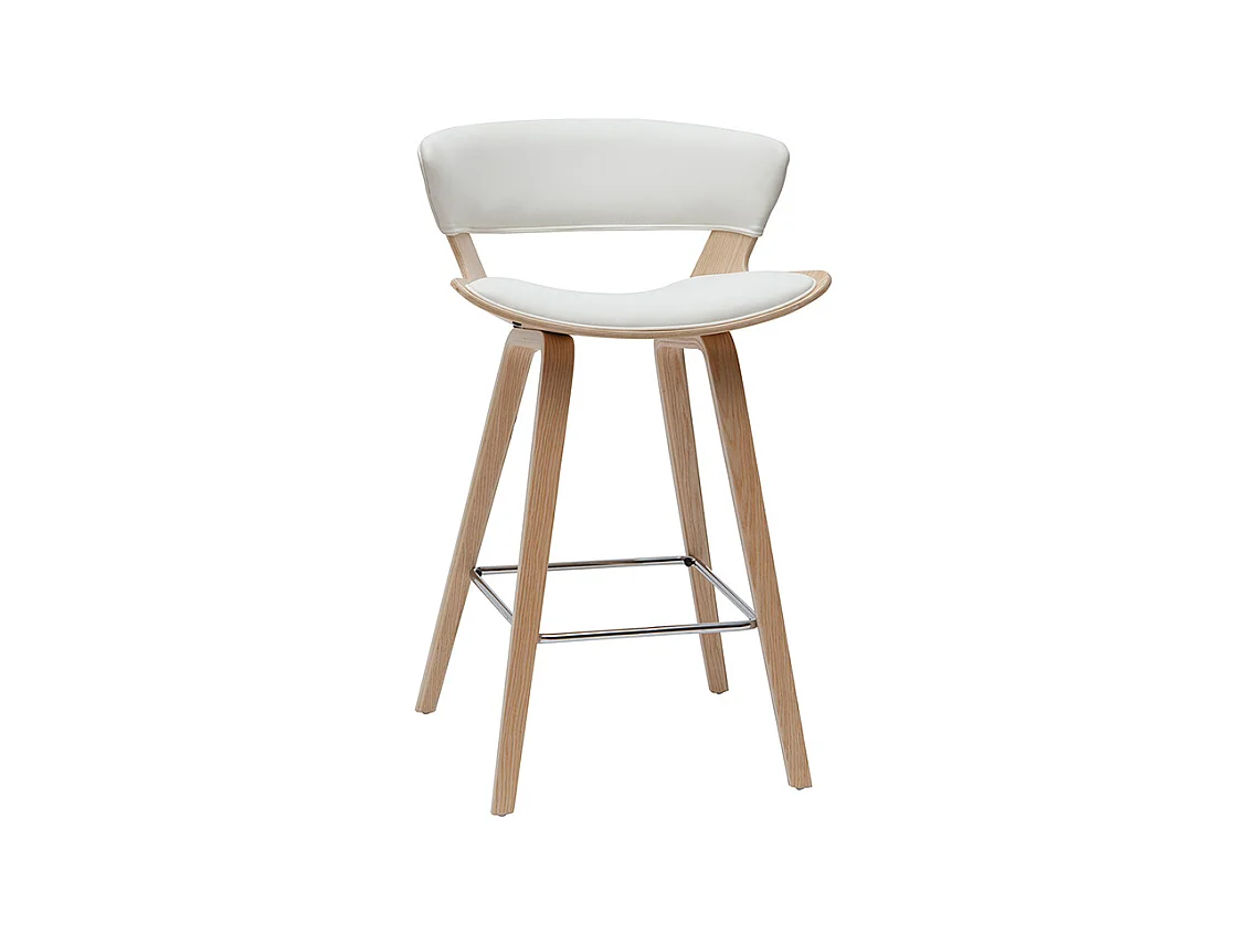 Tabouret de bar design blanc et bois clair H65 cm SYRAH