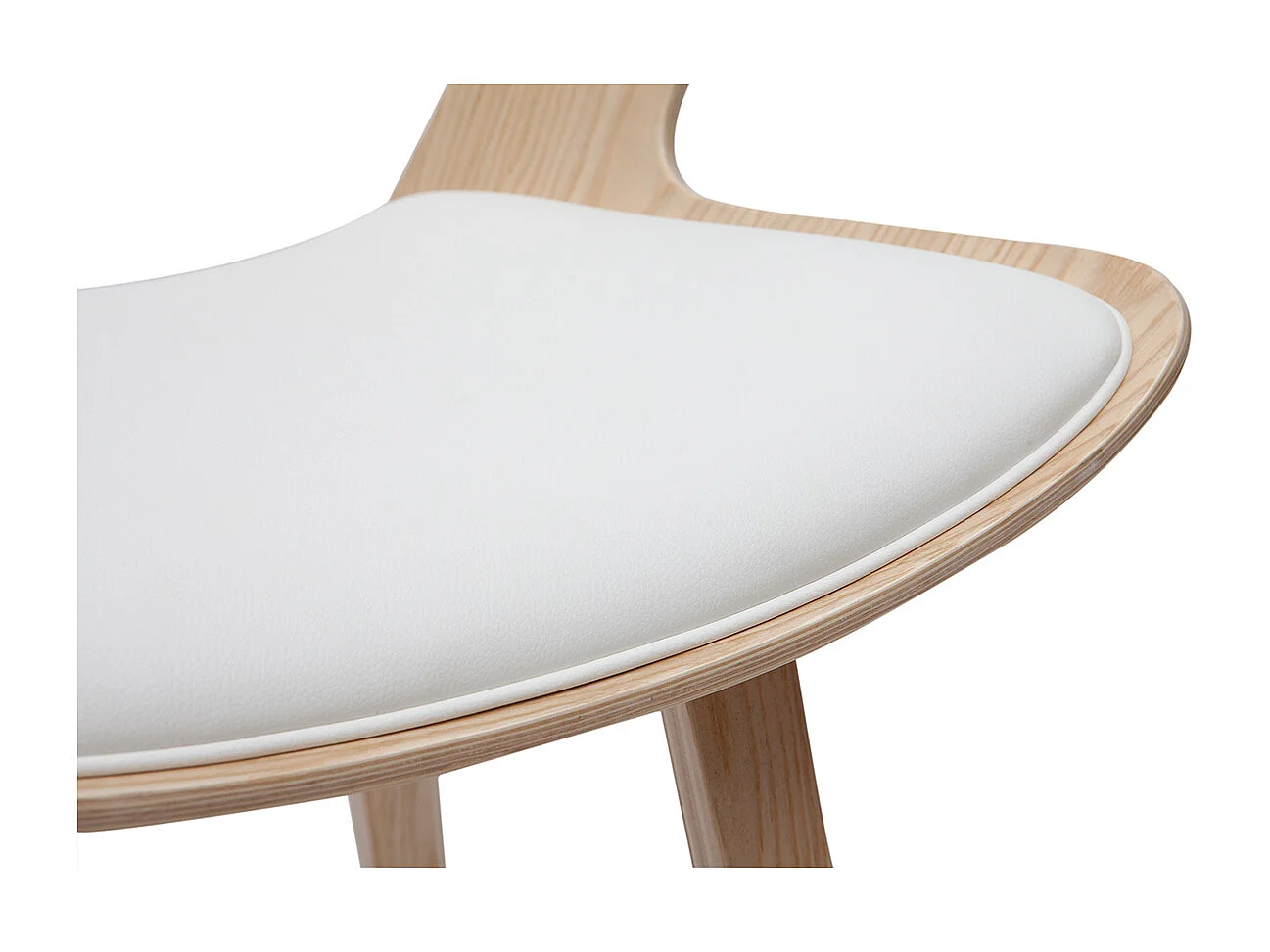 Taburete de cocina de diseño blanco con madera clara 65 cm SYRAH