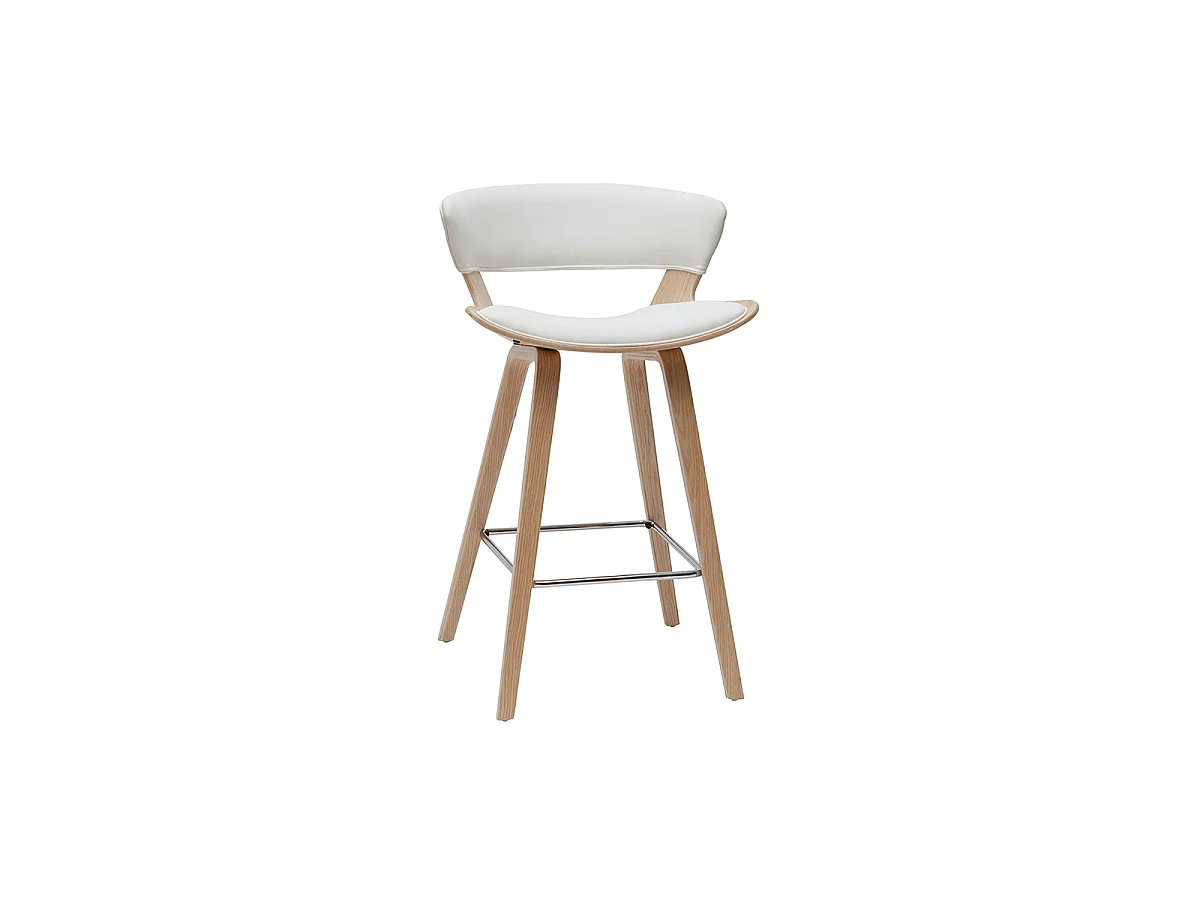 Taburete de cocina de diseño blanco con madera clara 65 cm SYRAH