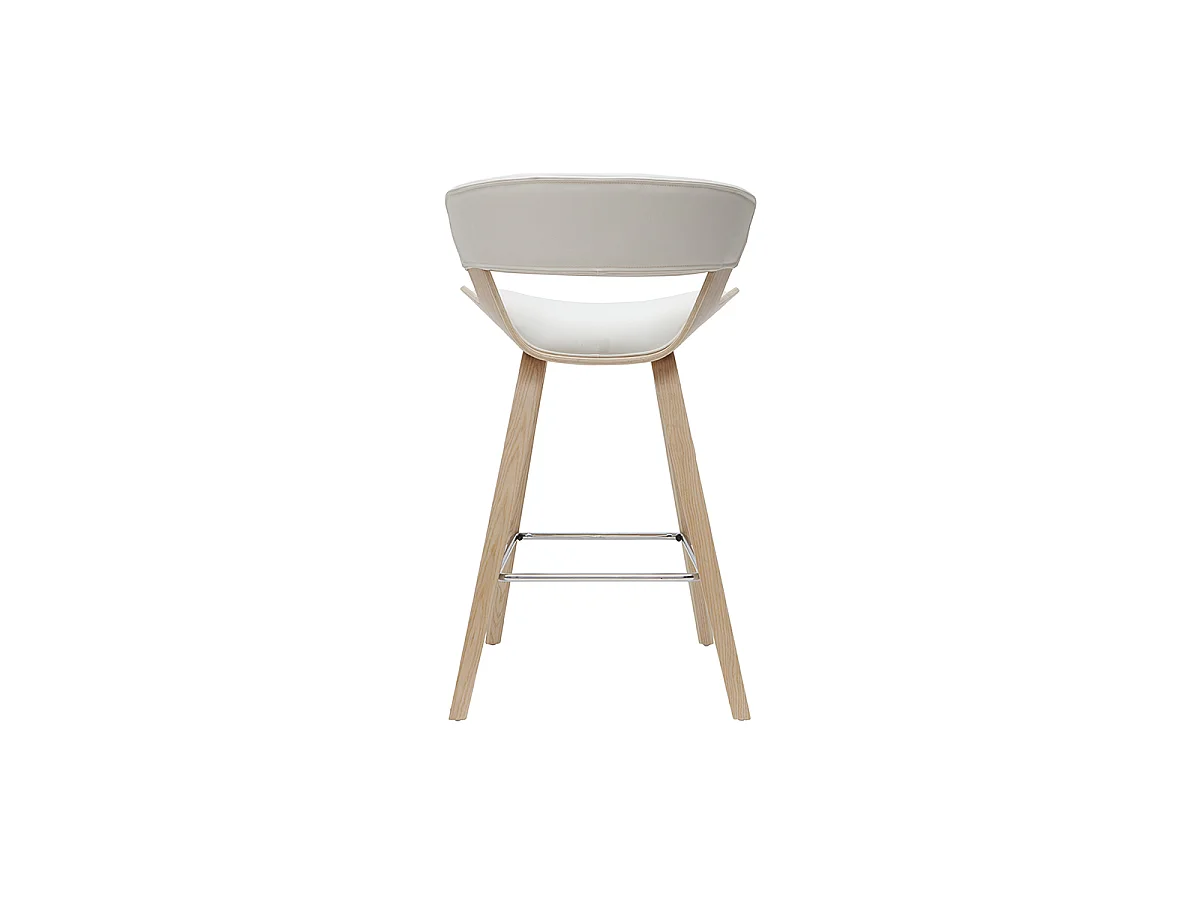 Taburete de cocina de diseño blanco con madera clara 65 cm SYRAH