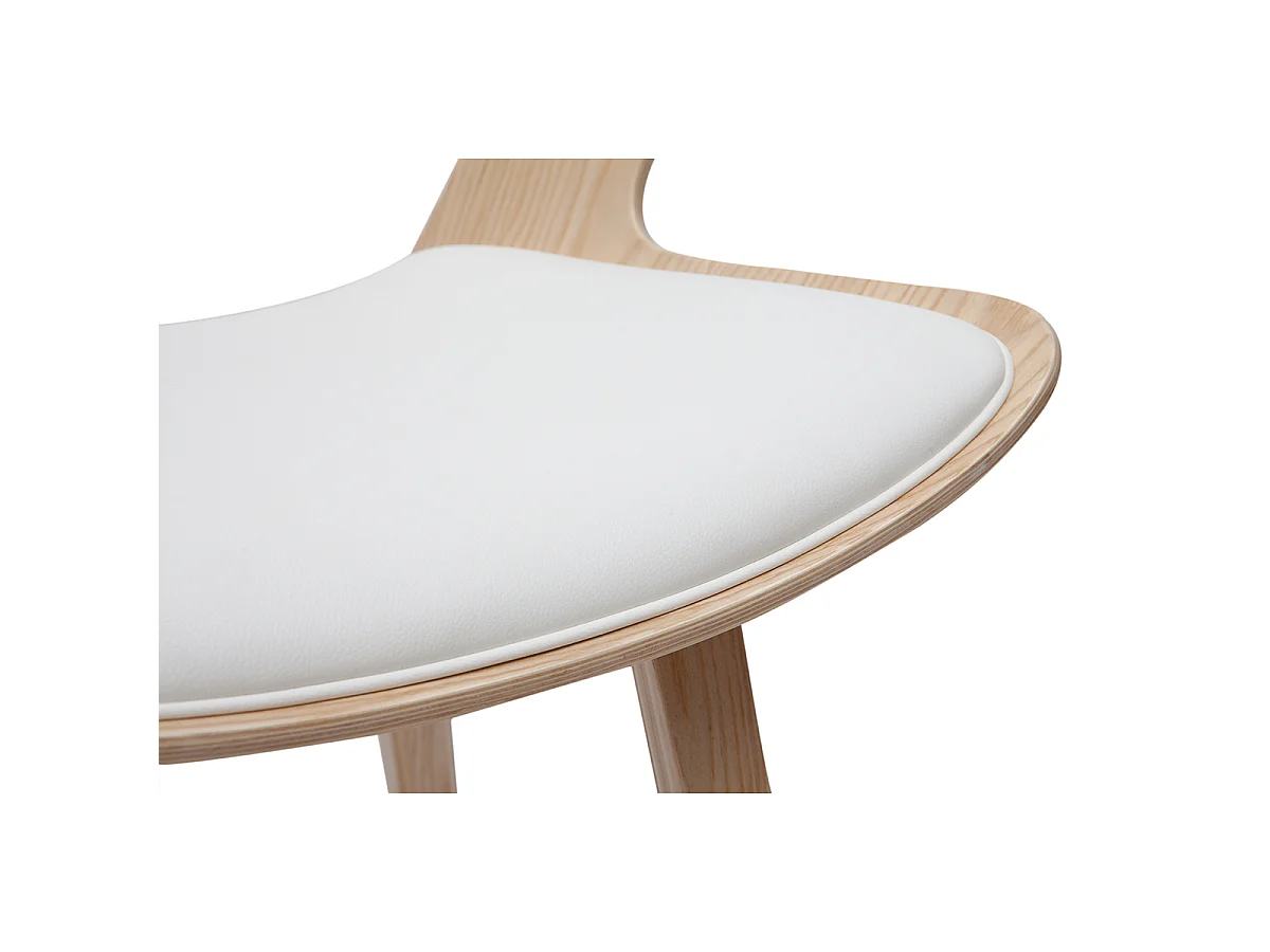 Taburete de cocina de diseño blanco con madera clara 65 cm SYRAH