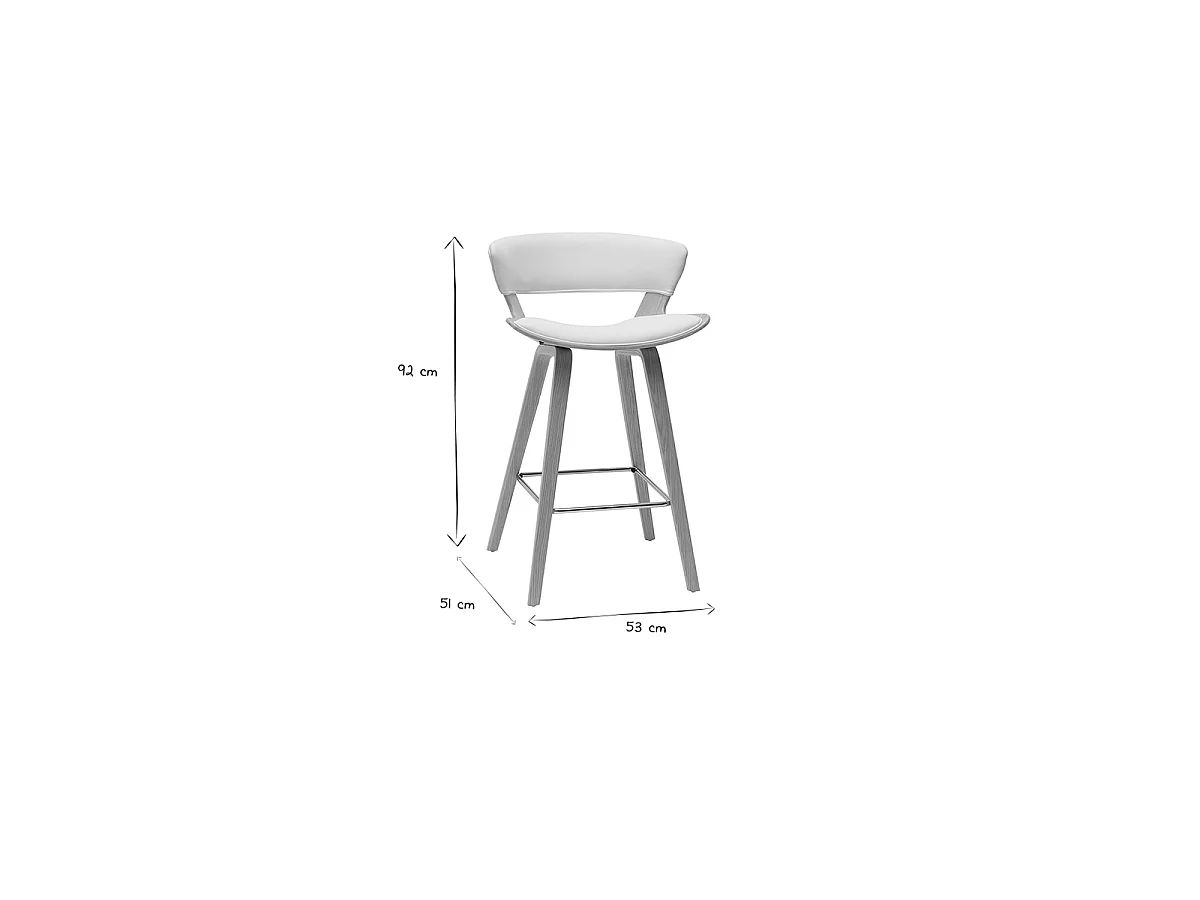 Taburete de cocina de diseño blanco con madera clara 65 cm SYRAH