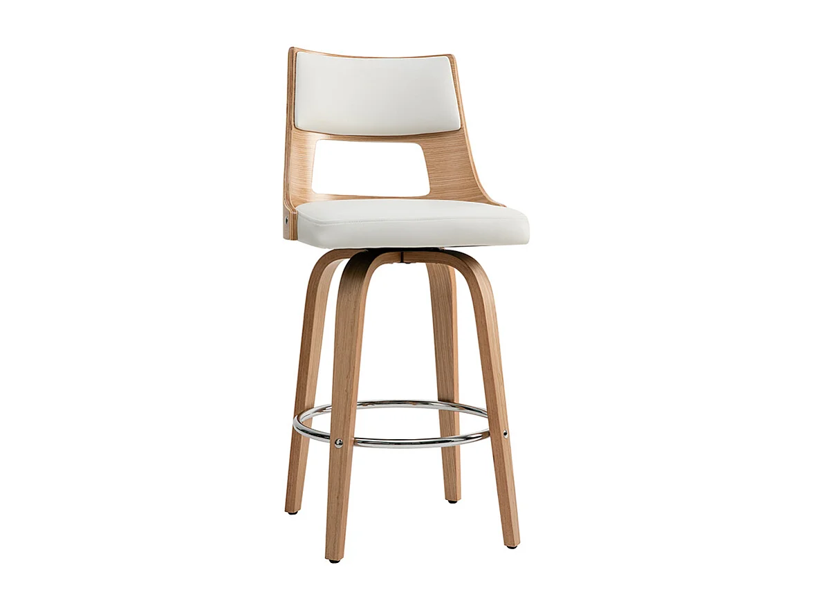 Taburete de bar nórdico blanco y madera clara GARBO