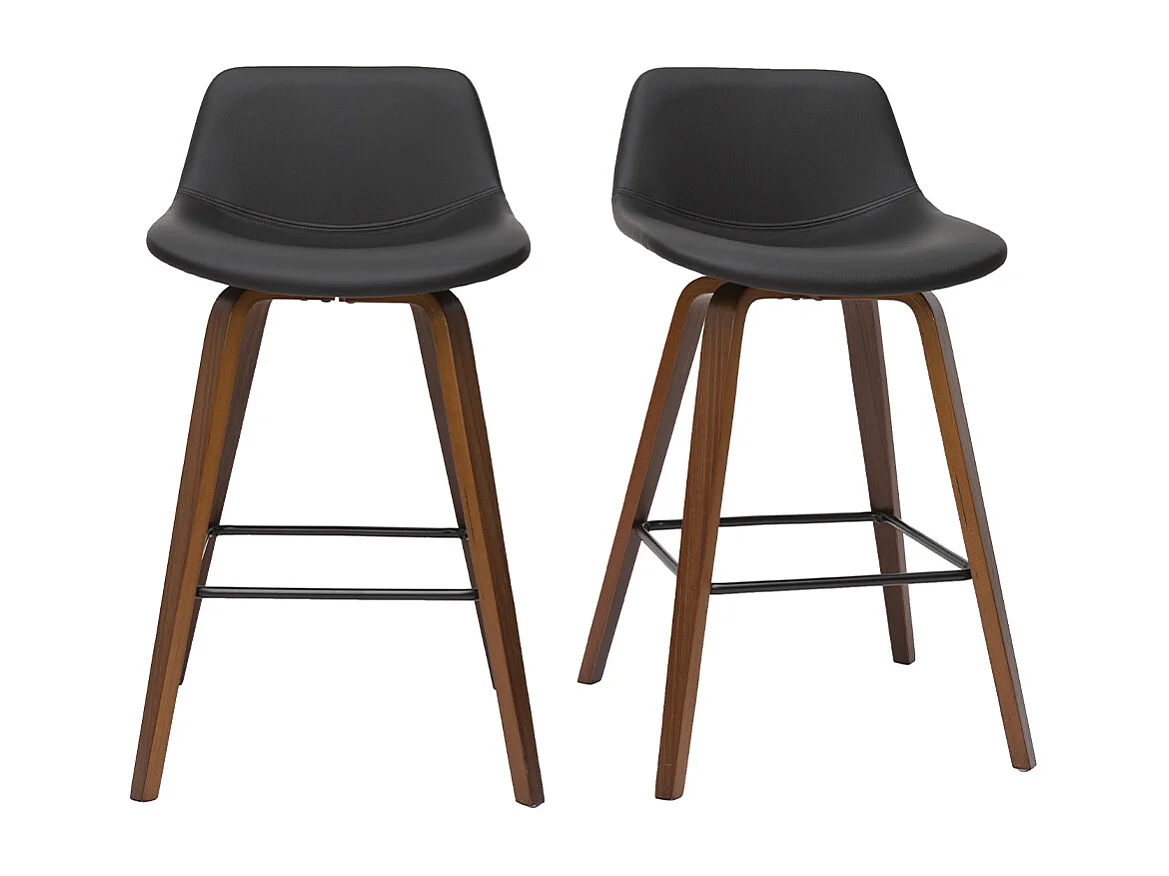 Set de 2 taburetes de cocina de diseño negro y nogal 65 cm NONIE