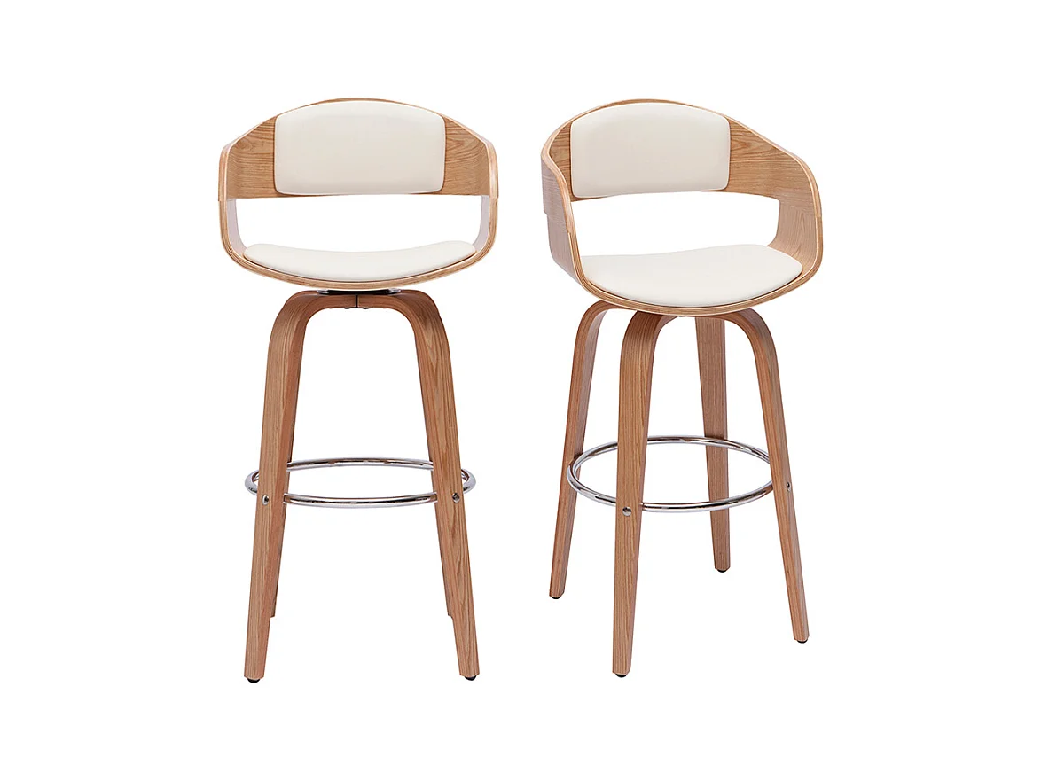 Tabourets de bar scandinaves pivotants 360° en bois clair H65 cm (lot de 2) GAO