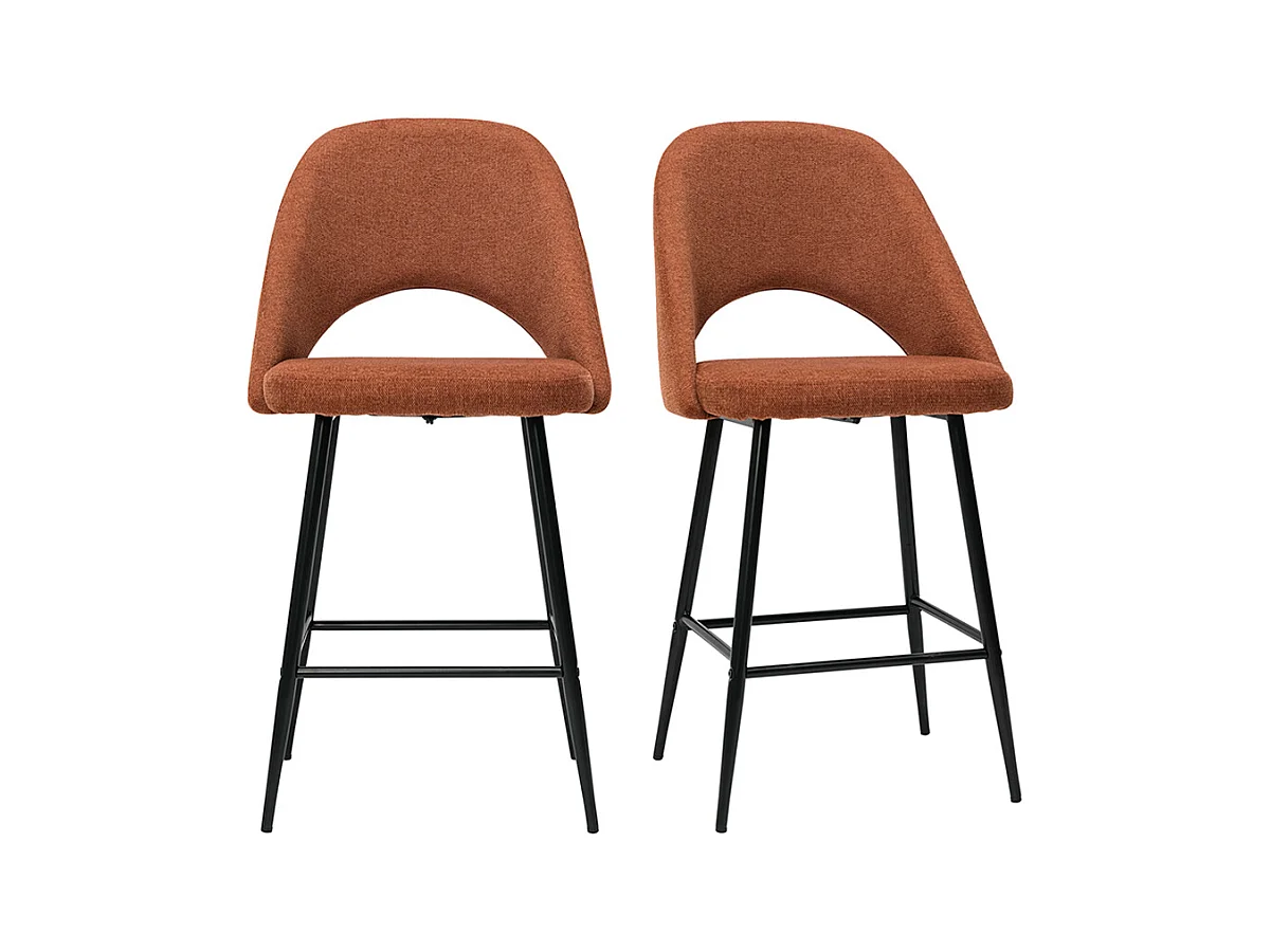 Tabourets de bar en tissu effet velours texturé terre brûlée H65 cm (lot de 2) COSETTE