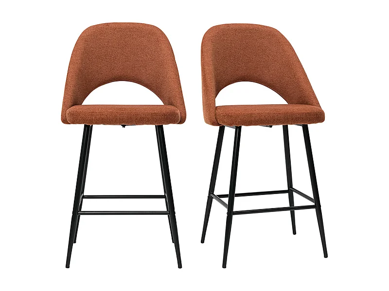 Tabourets de bar en tissu effet velours texturé terre brûlée H65 cm (lot de 2) COSETTE
