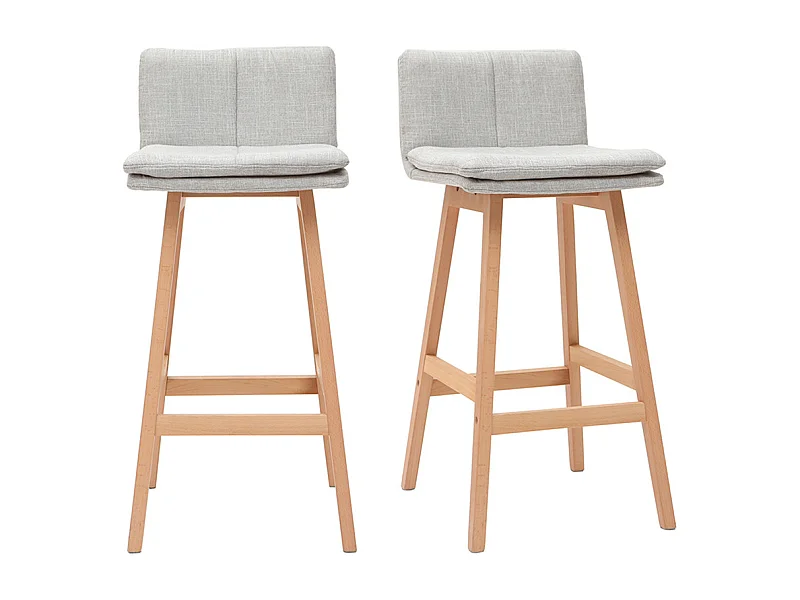 Taburete de bar madera y gris perla 65cm lote de 2 JOAN