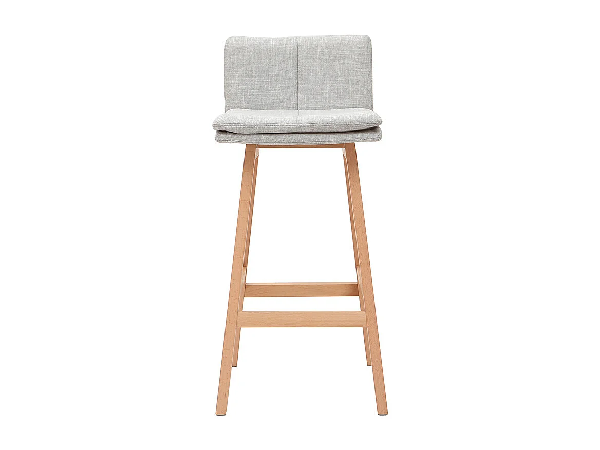 Tabouret de bar en tissu gris perle et bois (lot de 2) JOAN
