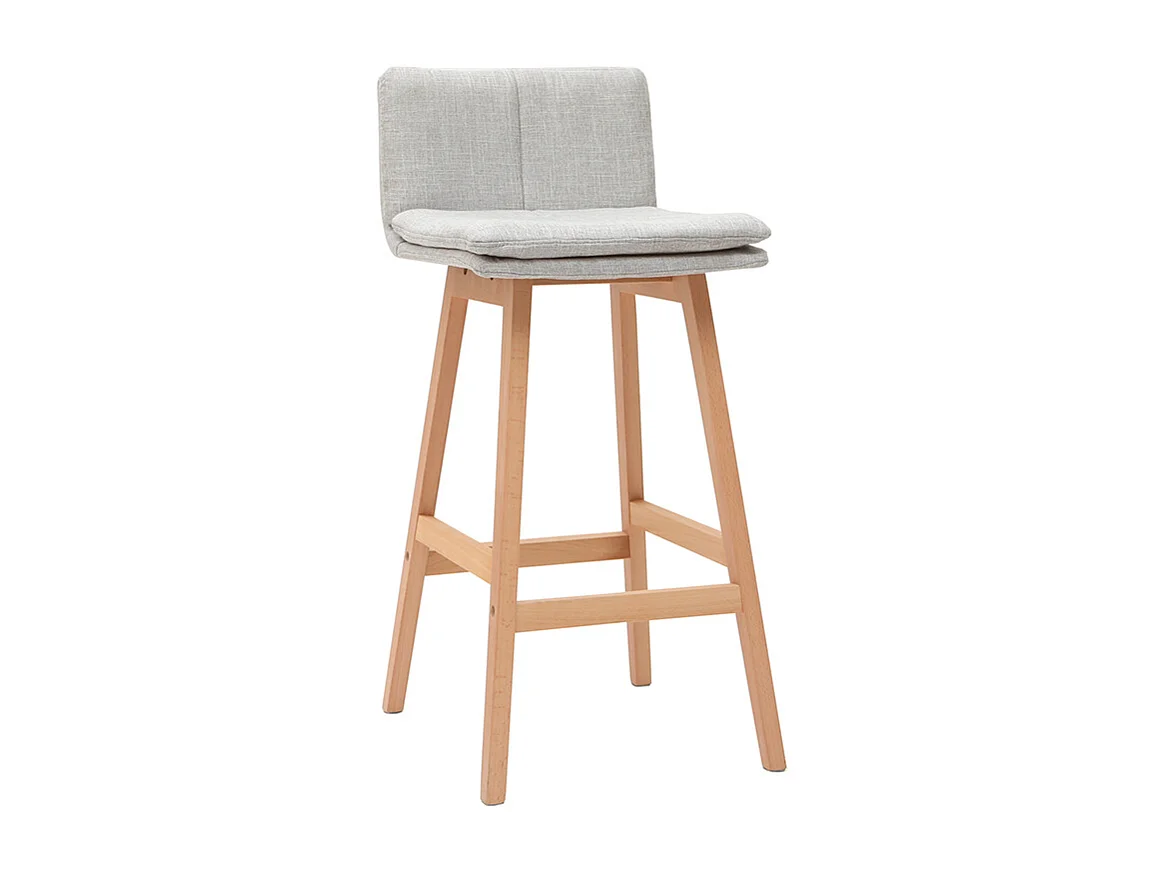 Tabouret de bar en tissu gris perle et bois (lot de 2) JOAN