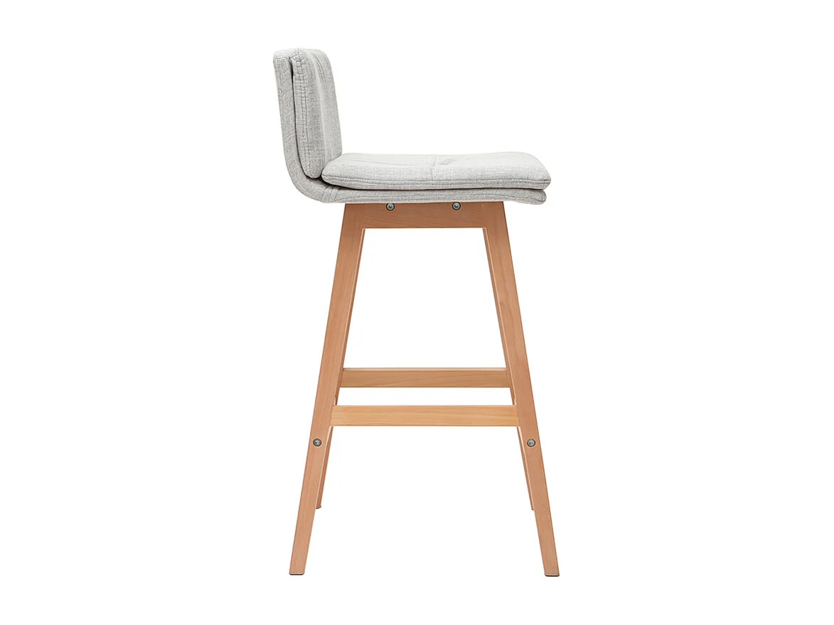 Tabouret de bar en tissu gris perle et bois (lot de 2) JOAN