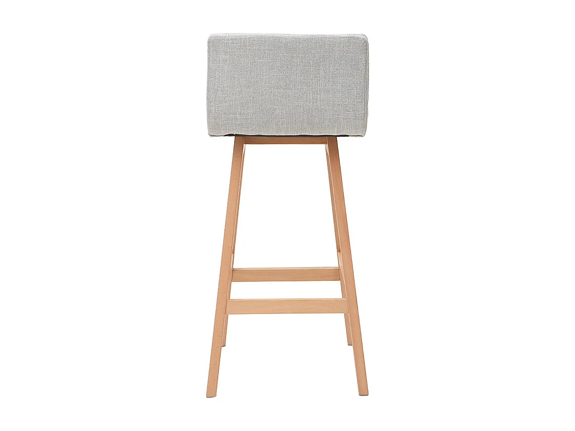 Tabouret de bar en tissu gris perle et bois (lot de 2) JOAN