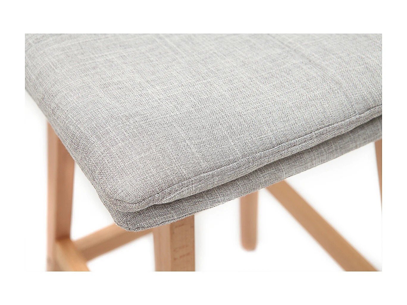 Tabouret de bar en tissu gris perle et bois (lot de 2) JOAN