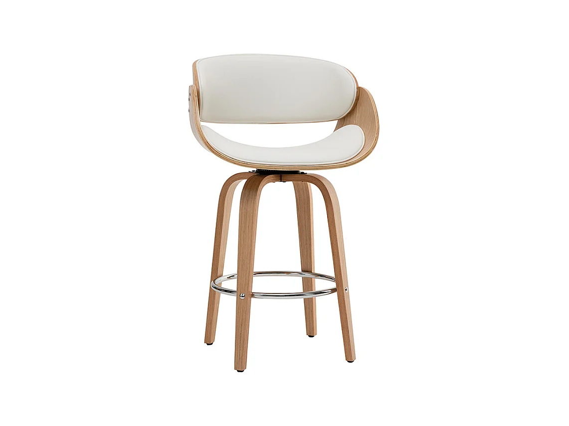 Design-Barhocker Weiß und helles Holz 65 cm BENT