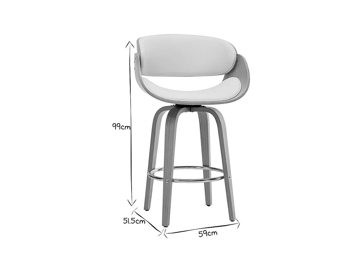 Design-Barhocker Weiß und helles Holz 65 cm BENT