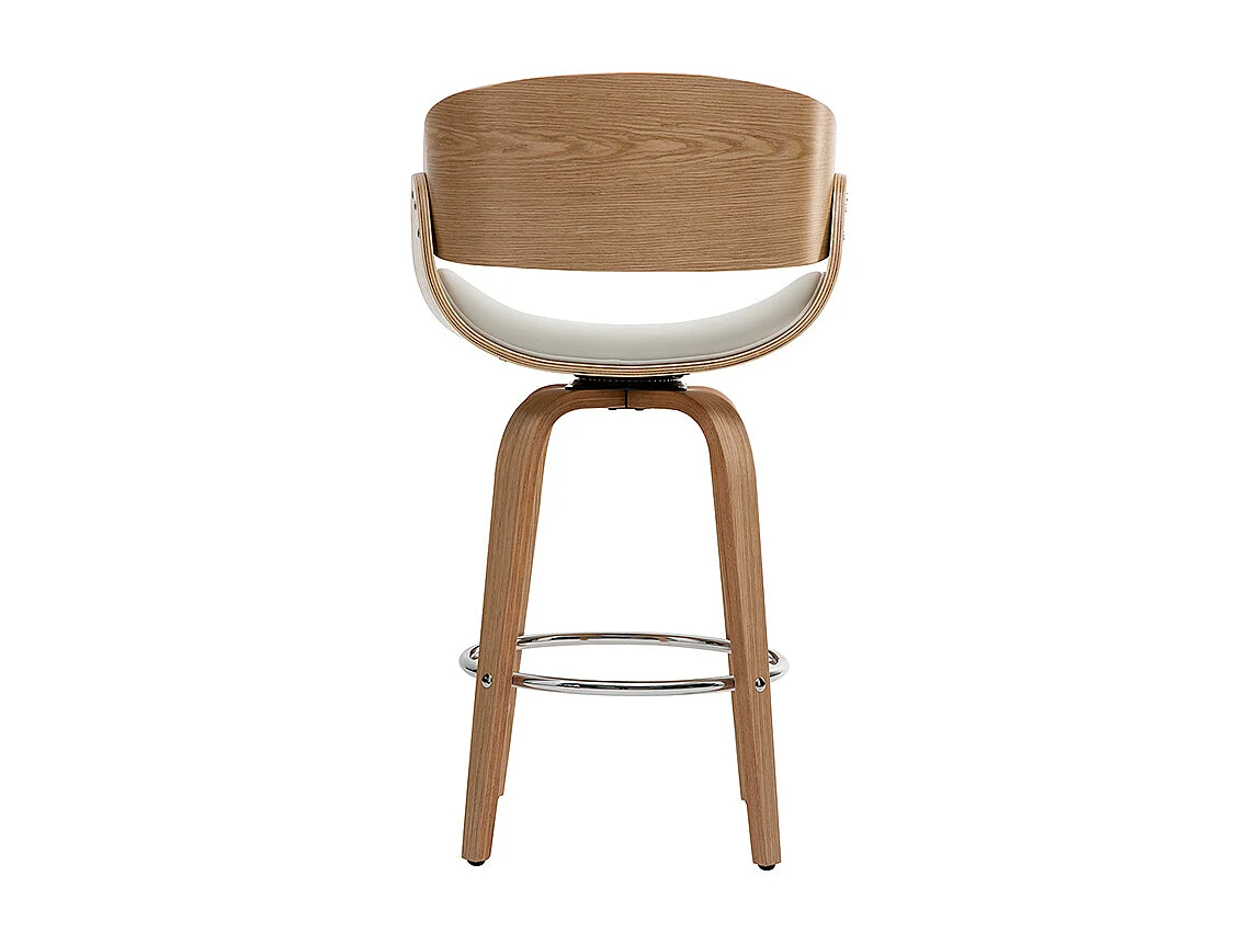 Taburete de bar moderno blanco y madera clara 65 cm BENT