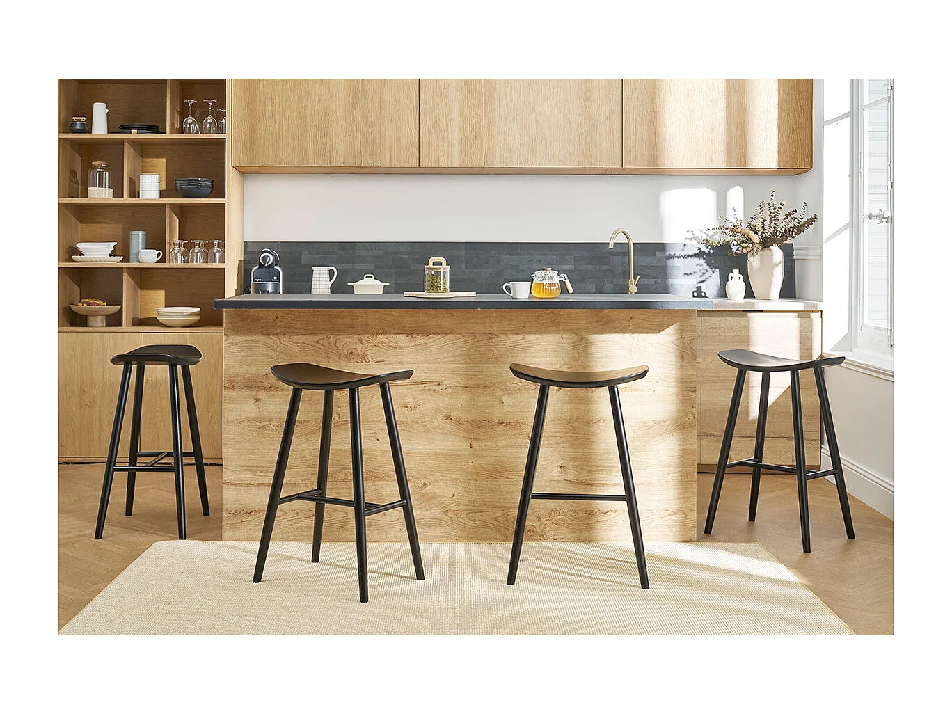 Taburete de bar moderno nogal 72cm DEMORY