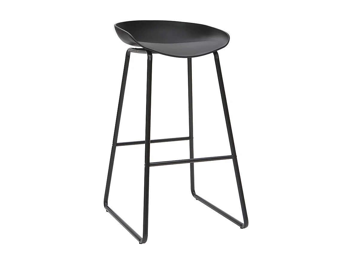 Taburetes de bar modernos negros con patas en metal (lote de 2) PEBBLE