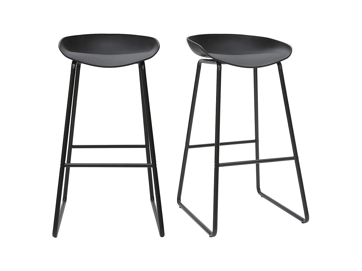 Tabourets de bar design noirs H75 cm (lot de 2) PEBBLE