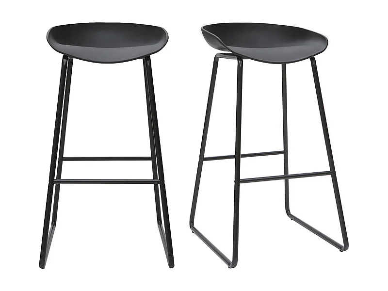 Tabourets de bar design noirs H75 cm (lot de 2) PEBBLE