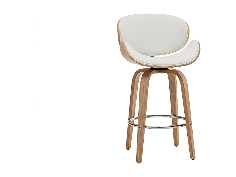 Sgabello da bar design bianco e legno chiaro 65 cm WALNUT