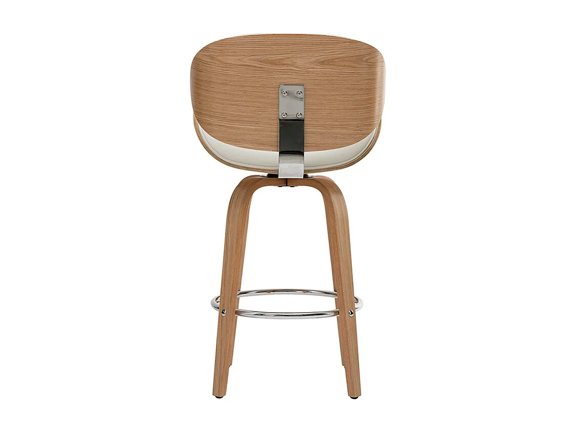 Taburete de bar moderno blanco y madera clara 65 cm WALNUT