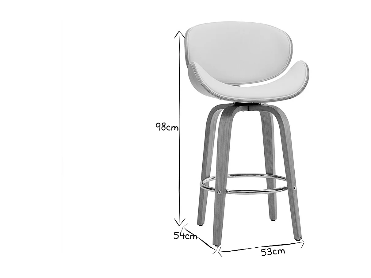 Taburete de bar moderno blanco y madera clara 65 cm WALNUT