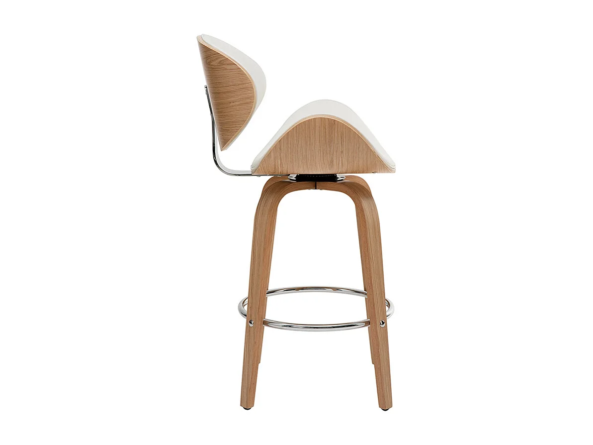 Taburete de bar moderno blanco y madera clara 65 cm WALNUT