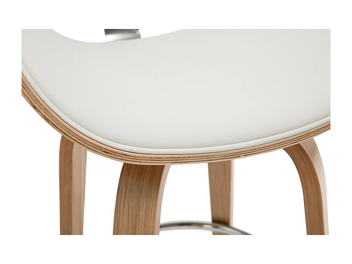 Taburete de bar moderno blanco y madera clara 65 cm WALNUT