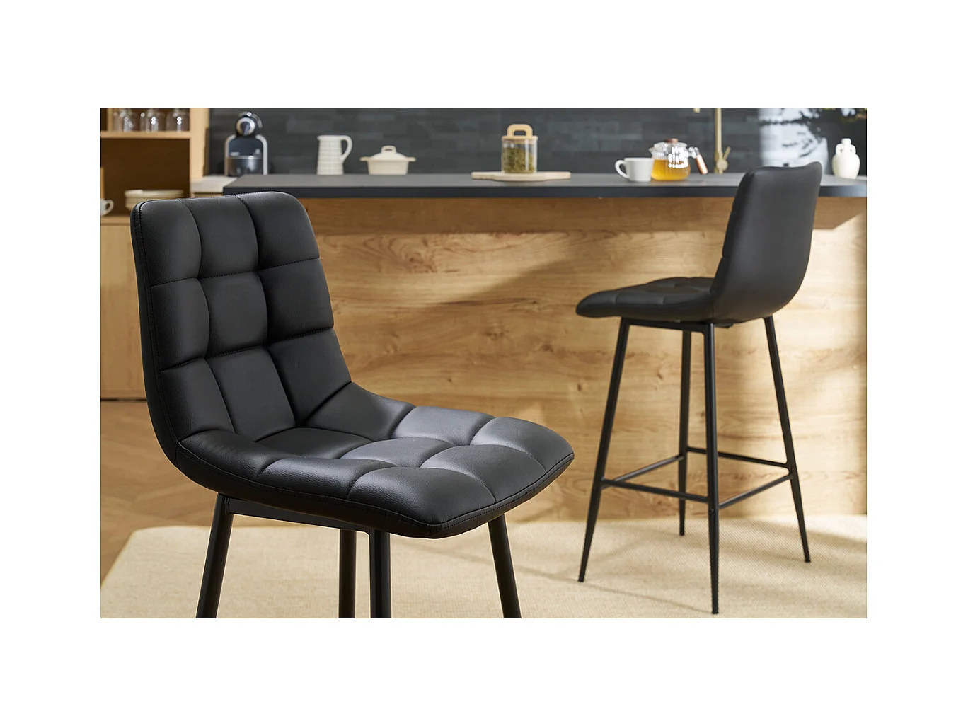 Design-Barhocker schwarz H65 cm (2er-Set) MAXWELL