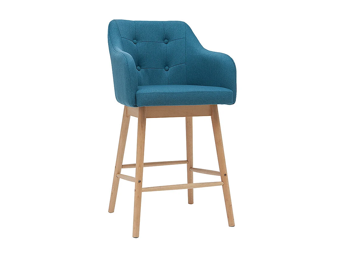 Taburetes de bar nórdicos azul petróleo y madera A65 cm (lote de 2) BALTIK
