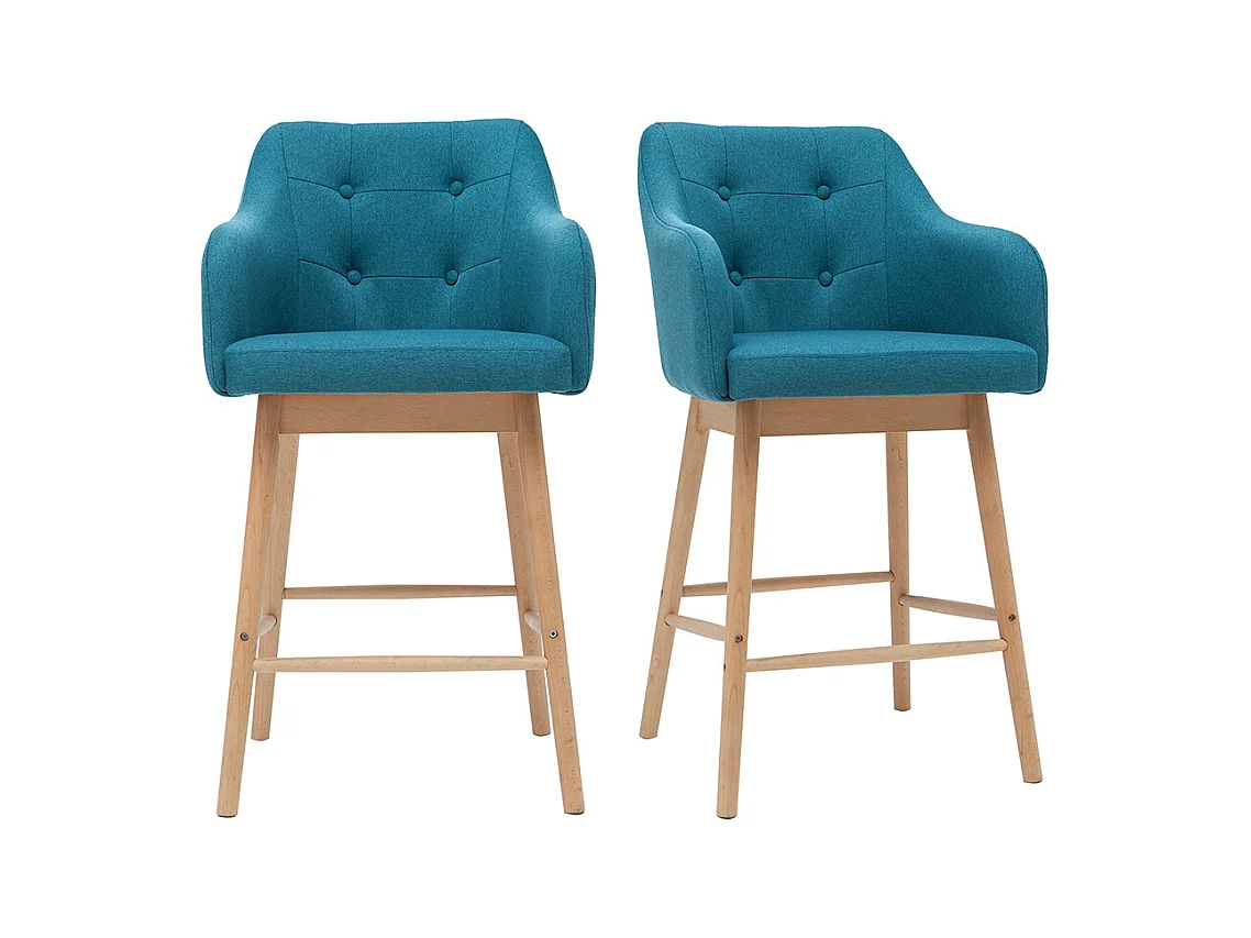 Tabourets de bar scandinaves bleu canard et bois H65 cm (lot de 2) BALTIK