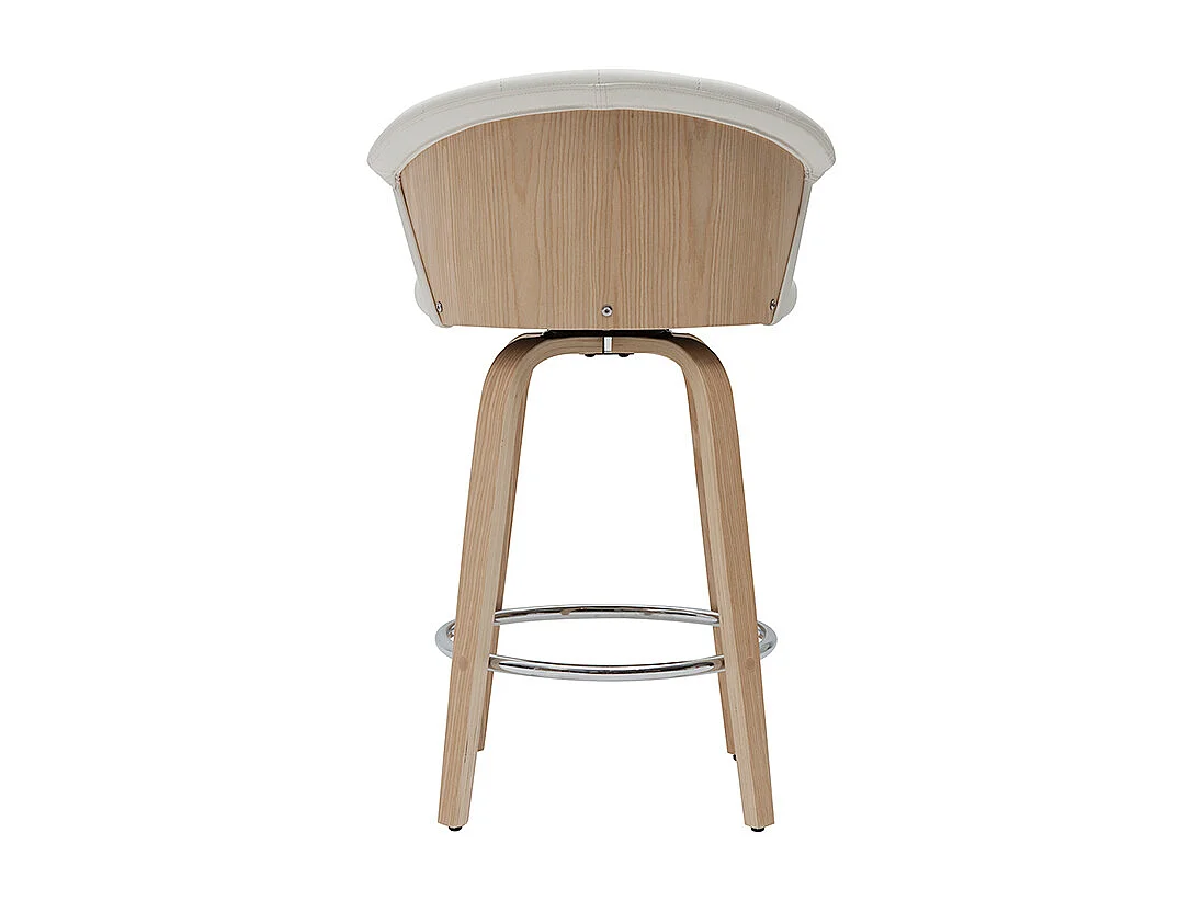 Taburete de cocina de diseño giratorio blanco con madera clara 65 cm ALBIN