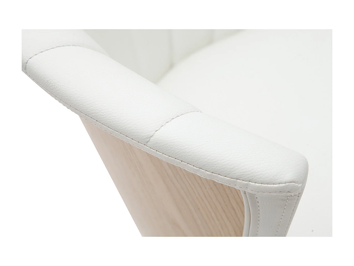 Taburete de cocina de diseño giratorio blanco con madera clara 65 cm ALBIN