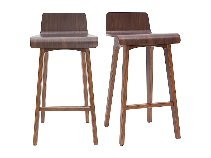 Tabourets de bar scandinaves noyer H65 cm (lot de 2) BALTIK