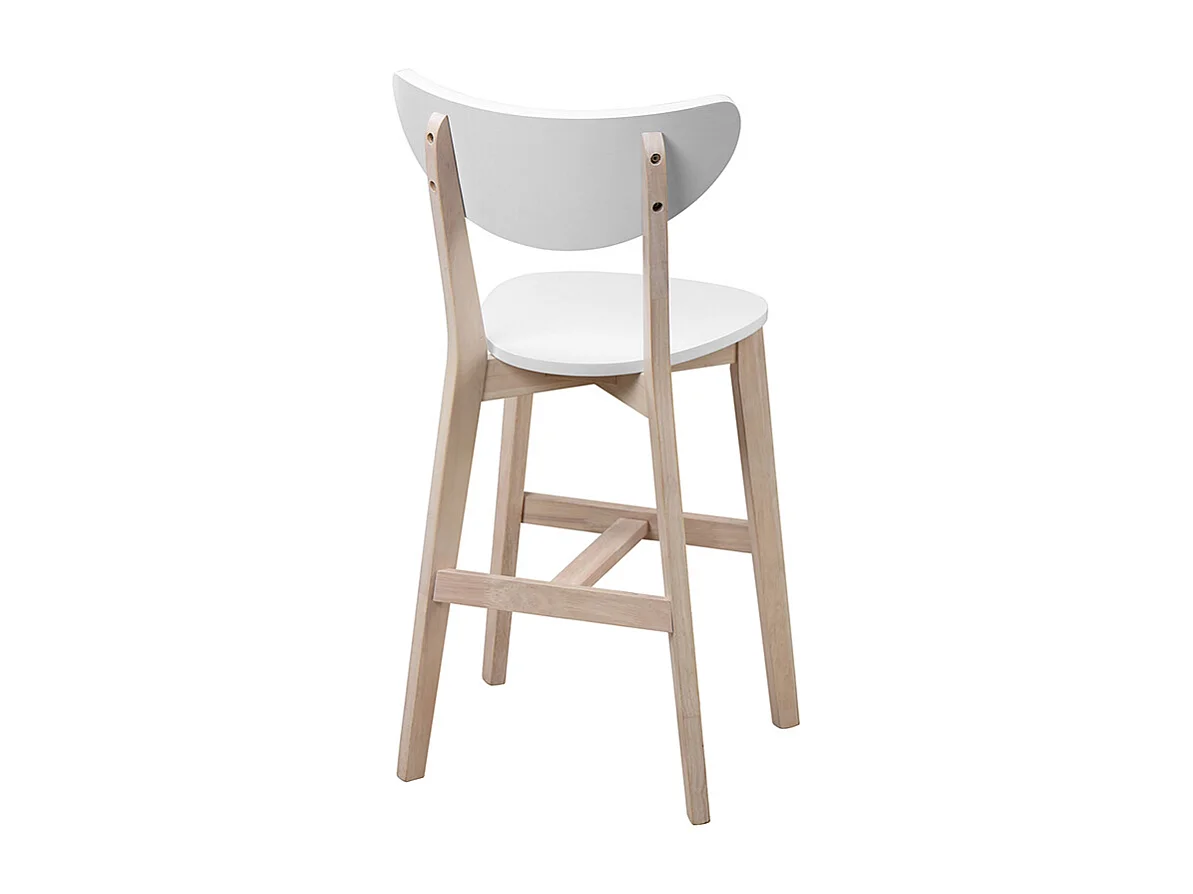 Tabourets de bar scandinaves blanc et bois H65 cm (lot de 2) LEENA