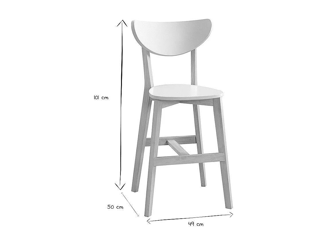 Tabourets de bar scandinaves blanc et bois H65 cm (lot de 2) LEENA