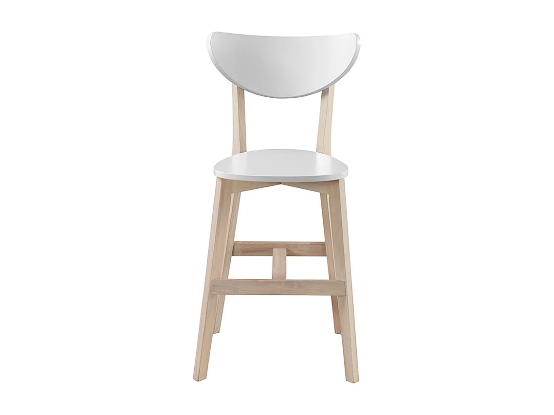 Tabourets de bar scandinaves blanc et bois H65 cm (lot de 2) LEENA