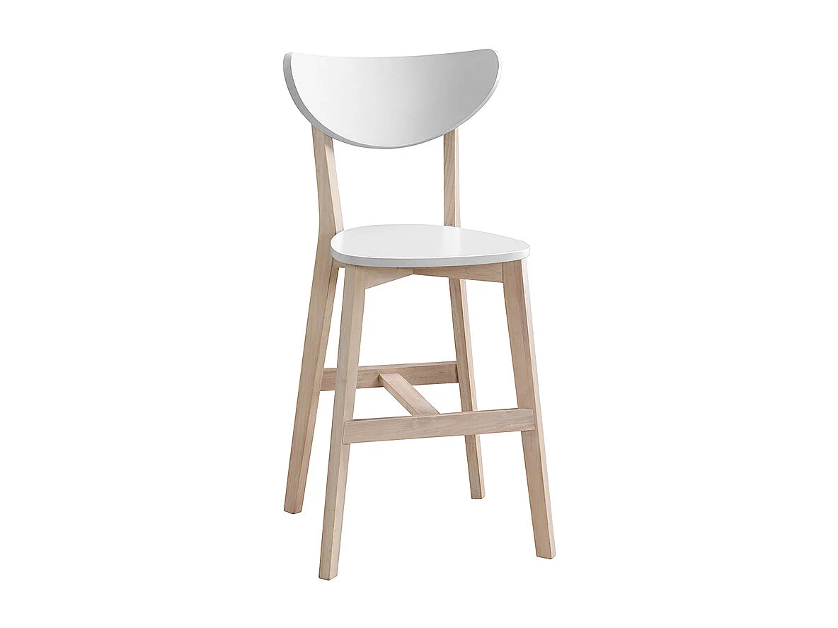 Tabourets de bar scandinaves blanc et bois H65 cm (lot de 2) LEENA