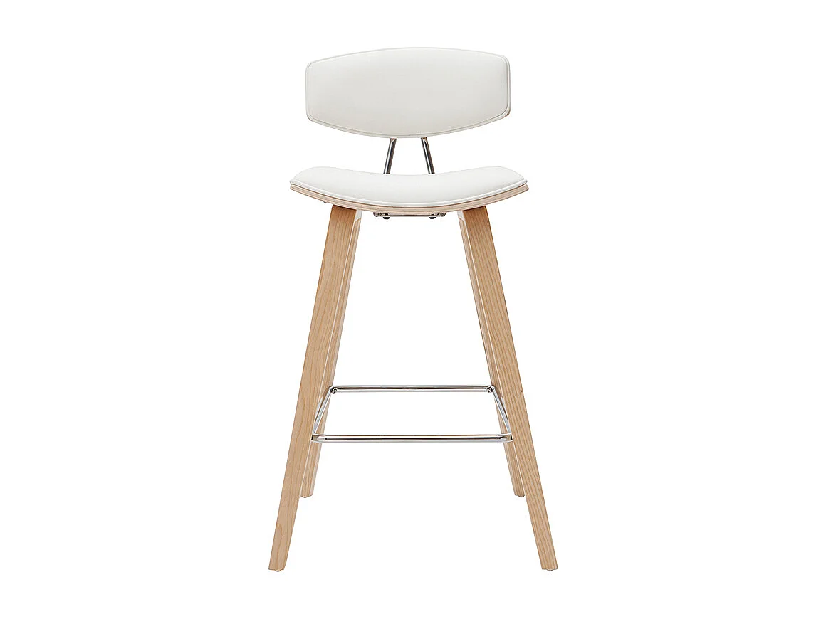 Tabourets de bar design blanc et bois clair H69 cm (lot de 2) VASCO