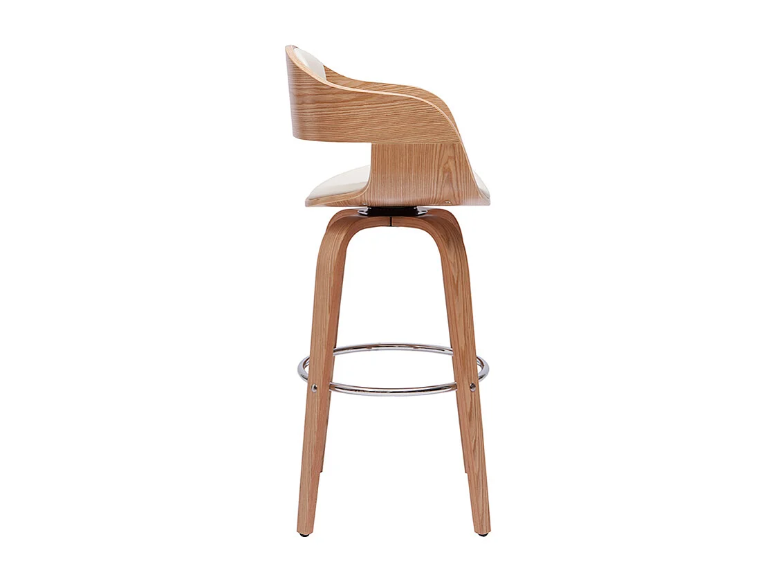 Design-Barhocker drehbar weiß und helles Holz H67.5 cm GAO