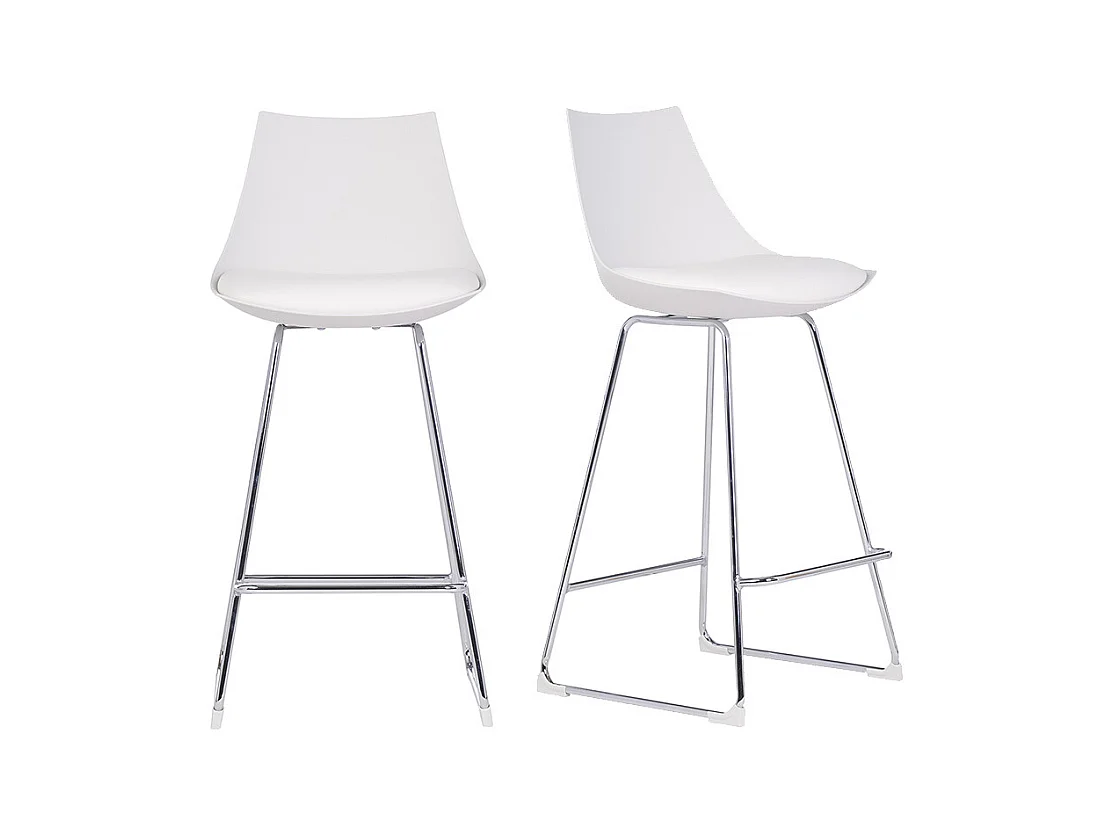 Set di 2 sgabelli da bar design bianchi 65 cm JUNE